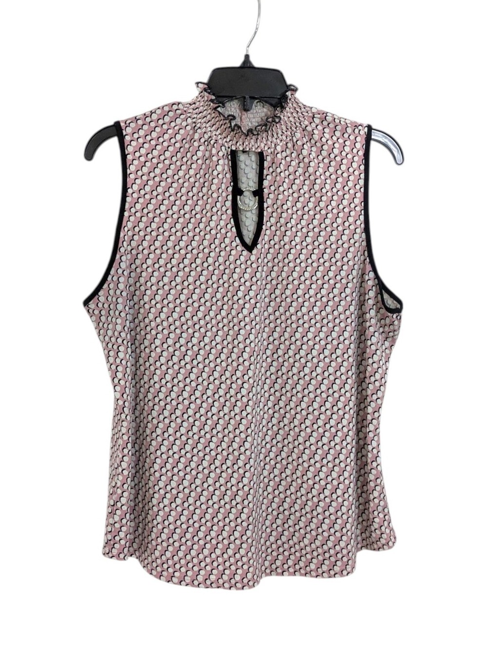 Adrienne Vittadini Sleeveless Stretchy Blouse - Pink / Black / White - Size XL